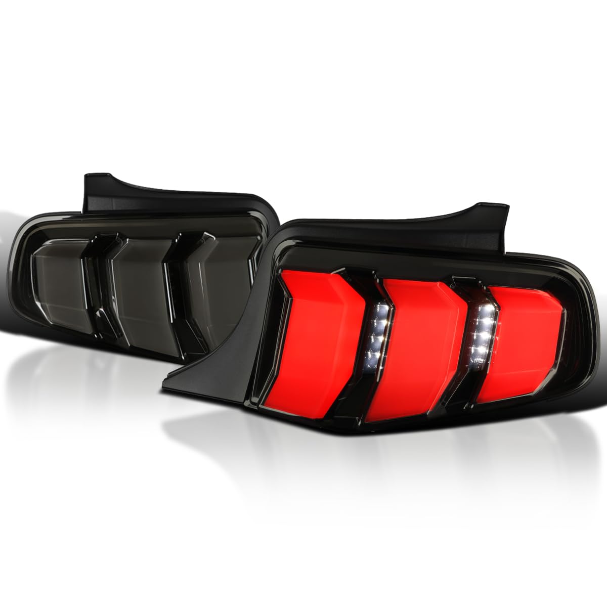 Black Smoke SPEC-D TUNING Sequential LED Signal Tail Lights Compatible with 2010-2012 Ford Mustang, Left + Right Pair Assembly