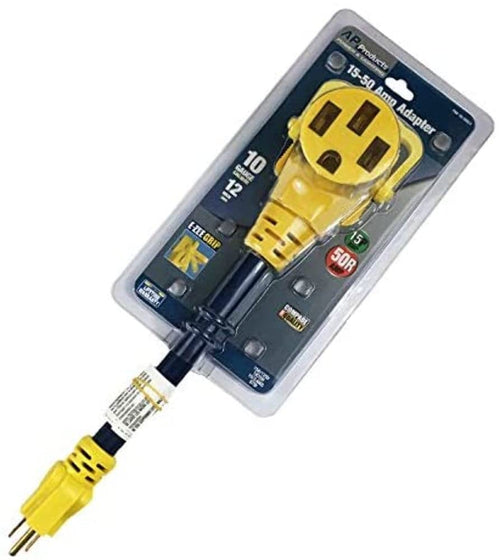 E-ZEEGRIP Voltec 16-00521 1-Outlet Adapter Extension Cord STW 10/3 Gauge - 15A M - 50A F, 12"