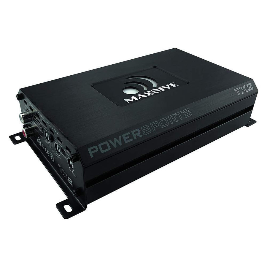 Massive Audio 4-Ohm TX2 Full-Range Bluetooth Marine Amplifier | 120W RMS Waterproof Amp, Wireless Audio, Compact Class D Power for Boats, UTV, ATV & Outdoor Systems