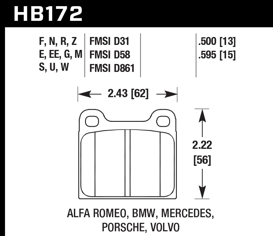 Hawk Performance HT-10 Motorsport Brake Pads HB172S.595