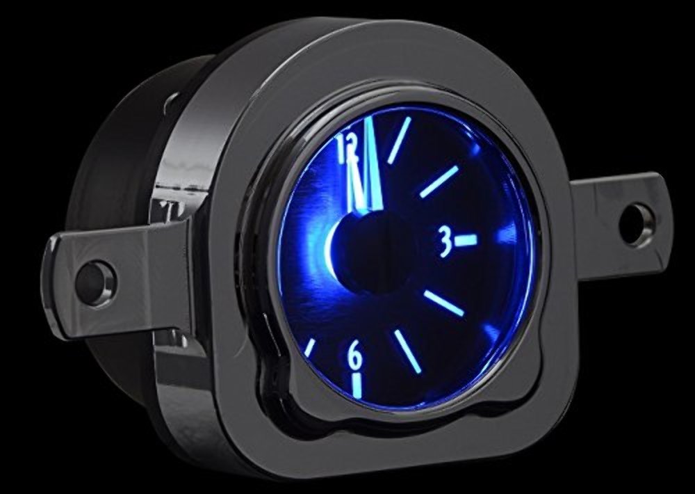 Dakota Digital VLC-51F-K-B Analog Clock Gauge Compatible with 1951 Ford Car for VHX gauges only Black Alloy Blue Backlighting