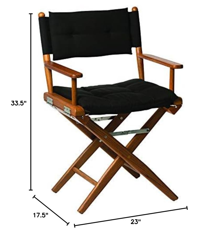 Teak Director's Chair Whitecap 61041 with Black Cushion - 18"
