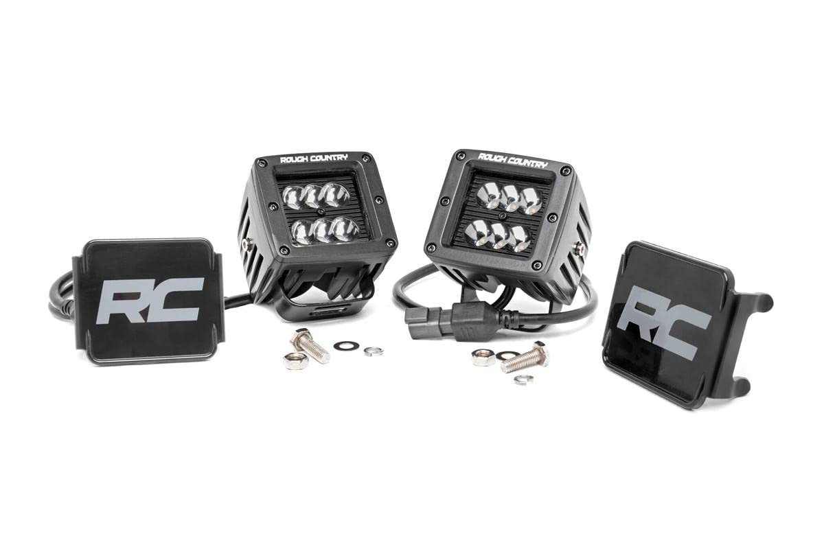 Rough Country 2" Dual LED Light Pods - 4,800 Lumens Cree Cube Lights, 60W Spot Beam, Off Road Waterproof Lighting