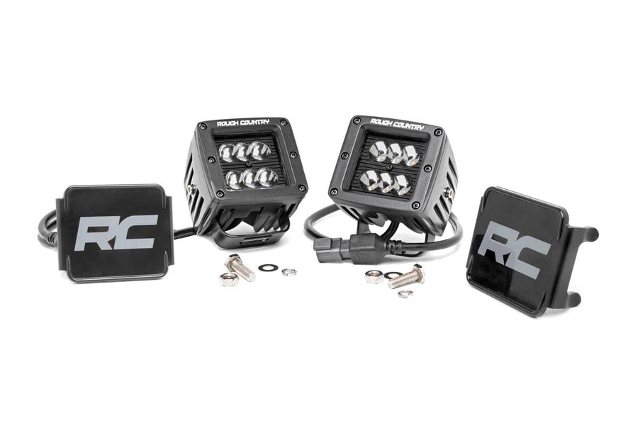 Rough Country 2" Dual LED Light Pods - 4,800 Lumens Cree Cube Lights, 60W Spot Beam, Off Road Waterproof Lighting