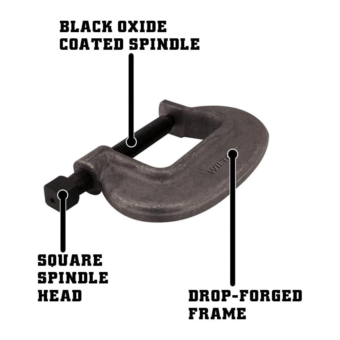 Brute Force Wilton C-Clamp, 5-3/8" Opening, 3-1/8" Throat, 23800 Lbs. Clamping Force (Model 5 F.C.)