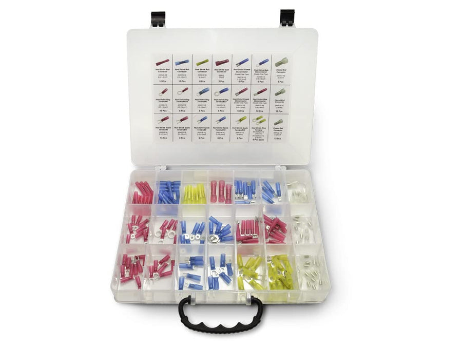 PerTronix Ring and Spade Terminal A2011 Kit and Connector for 22-10 AWG with Heat Shrink Ends, 3:1 Ratio, 165 Pcs