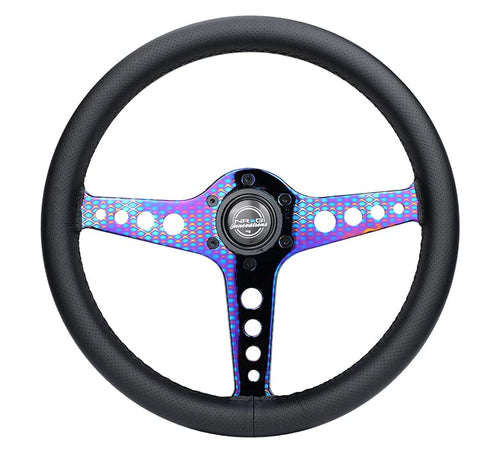 NRG Innovations Light Weight NRG-ST-034MC-PR Gaming Steering Wheel: Driftz- Made with Perforated Leather, Light Weight Composits and NeoChrome Spoke with Holes