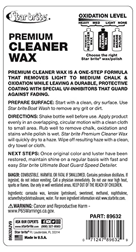 One-Step STAR BRITE Premium Cleaner Wax - Cleans and Protects in One Easy Step - Removes Light to Medium Oxidation for a Long Lasting Finish - 32 OZ (089632P)