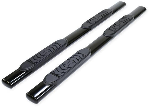 TrailFX Nerf Bars Fits Chevrolet Silverado 1500 Extended Cab 2007-2018 Straight 5 Inch Oval Black Powder Coated Steel Side Steps with Slip-Resistant Step Pads Set of 2 Running Boards A7037B