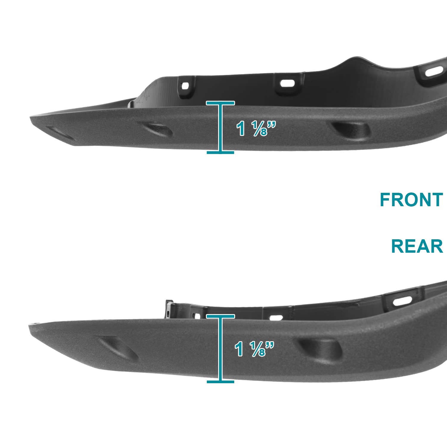 4PC Spec-D Tuning Front + Rear Textured Bolt On Pocket Style Fender Flares Compatible with 2021-2022 Ford Bronco Sport