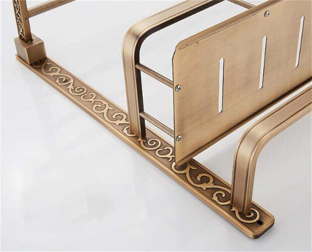 Space Aluminum BTBT Antique Folding 2tier Bathroom Shelves With Towel Rack,Basket Rack Bathroom Organizer, WallMounted Bathroom Shelf (Size : 50cm)