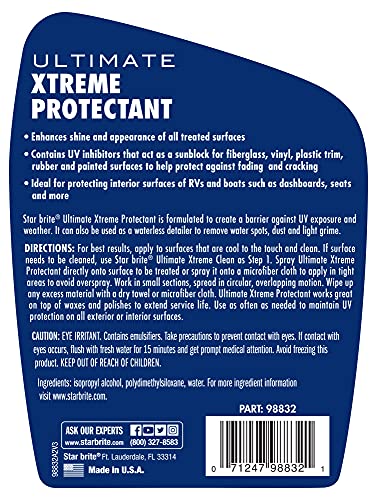 Ultimate Xtreme Protectant STAR BRITE - Superior UV Protection for Fiberglass, Vinyl, Plastic, Rubber, and Leather - Non-Greasy, Anti-Static Finish - 32 OZ (098832)