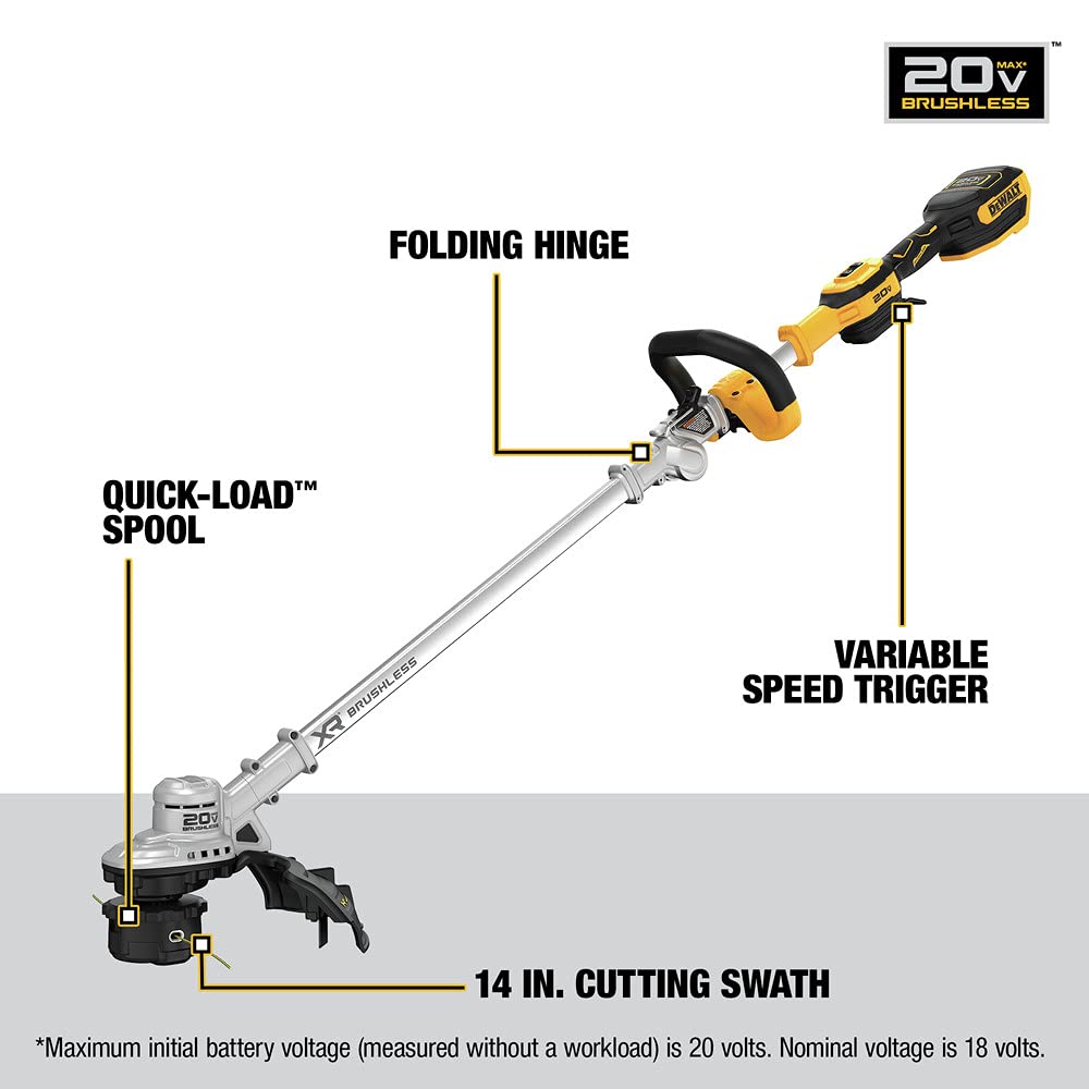 20V MAX* DEWALT XR String Trimmer, 14-Inch, Tool Only (DCST922B)