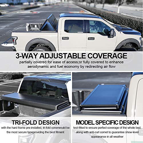 Tonneau Cover Hard Tri-Fold Spec-D Tuning Compatible with Toyota Tundra 6.5' Short Bed 2007-2015