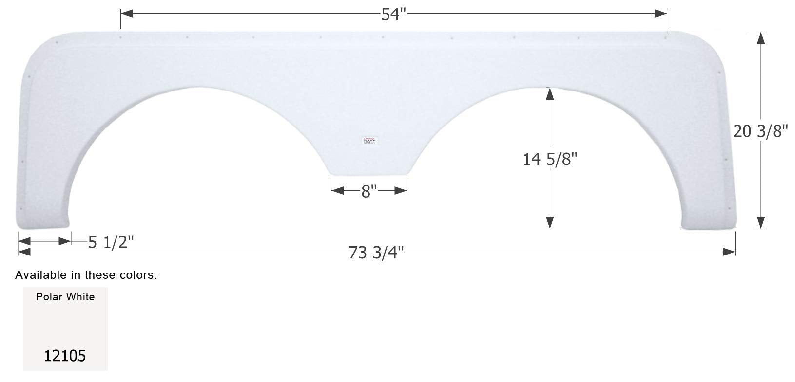 Tandem Axle Fender Skirt ICON 12105 for Forest River - Polar White
