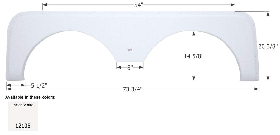 Tandem Axle Fender Skirt ICON 12105 for Forest River - Polar White