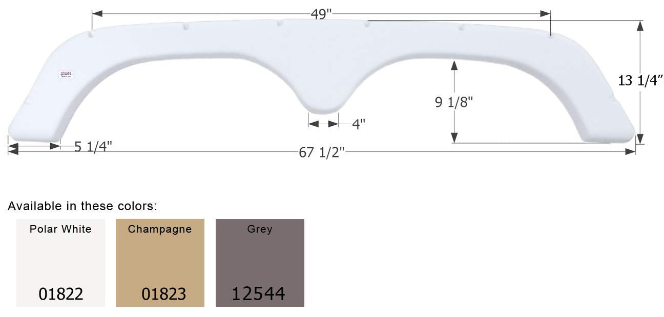 Tandem Axle Fender Skirt FS1822 ICON 01822 for Thor - Polar White