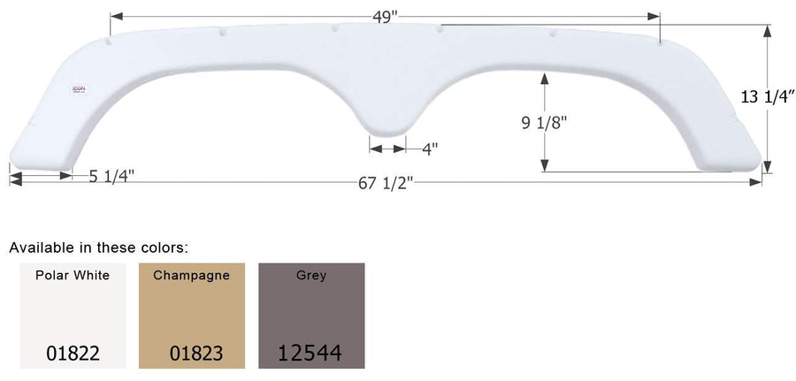 Tandem Axle Fender Skirt FS1822 ICON 01823 for Thor - Champagne