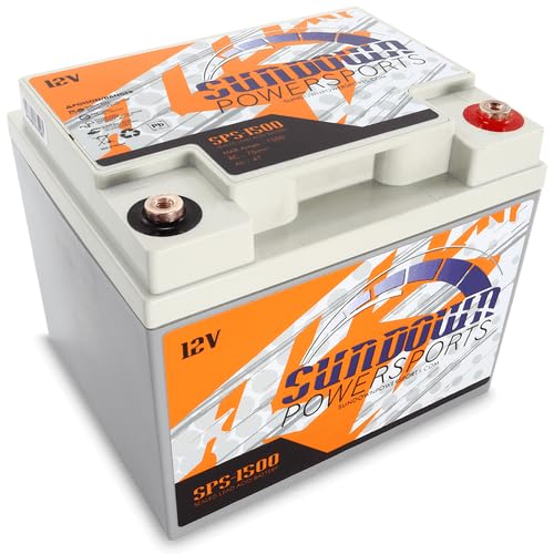 Sundown SPS-1500 Power Sports 47Ah AGM Battery - 1500 Max Amps, 12V, Shock Resistant, Waterproof, All-Season, Zero Maintenance Deep Cycle for Audio/Powersports