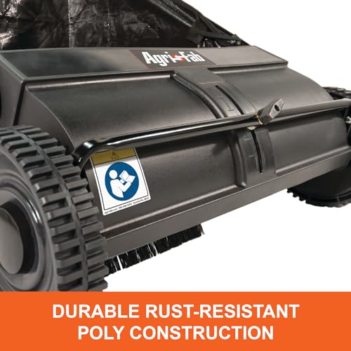 26" Agri-Fab Push Behind Lawn Sweeper, 7 cu. ft Hopper Bag Capacity; Leaf & Grass Catcher, with Adjustable Brush Height