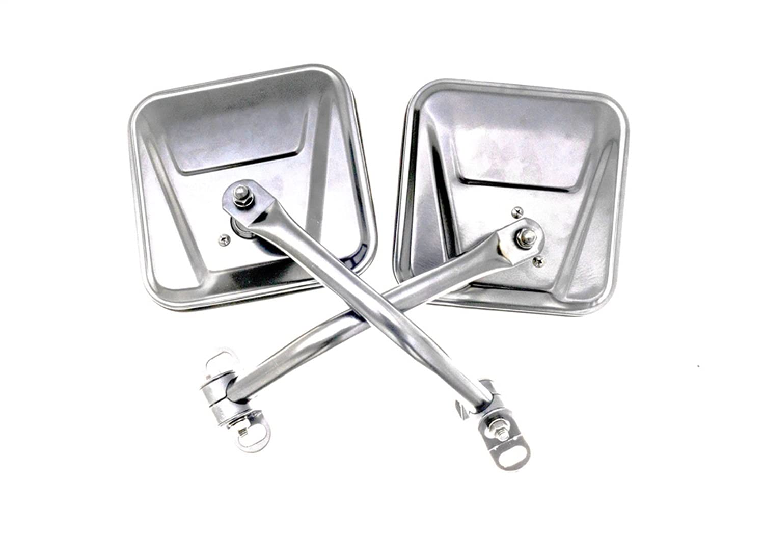 Rampage Products Replacement Steel Mirror Kit Rampage Factory Style | Pair, Stainless Steel | 7417 | Fits 1955 - 1986 Jeep CJ