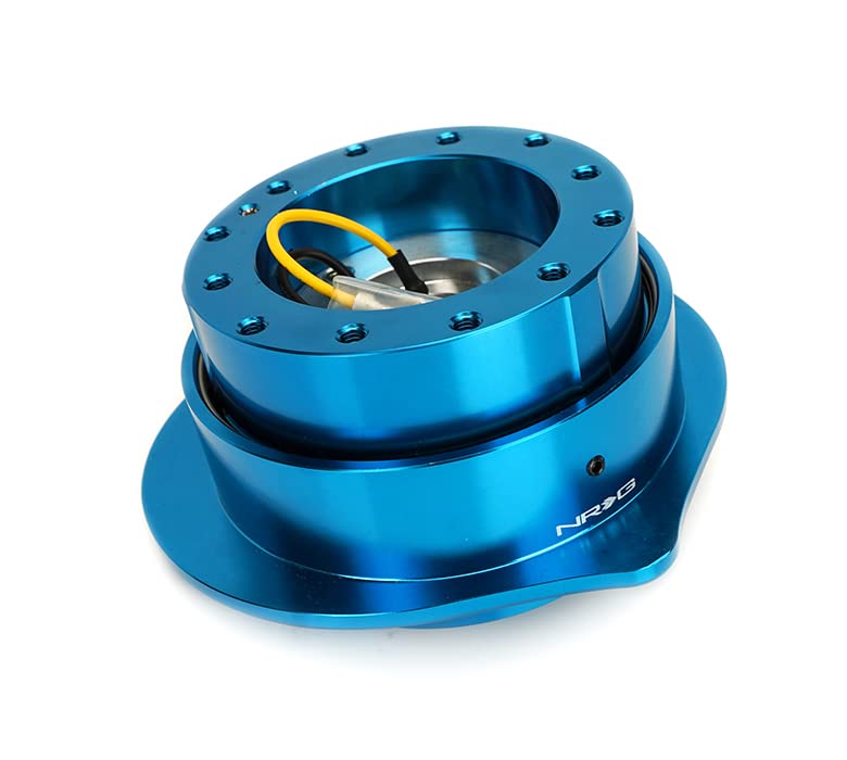 NRG Innovations Steering Wheel NRG-SRK-143BL Quick Release Kit Adapter Blue Body/Blue Heart Shape Ring Flares, 6x70mm & 6x74mm Bolt Pattern