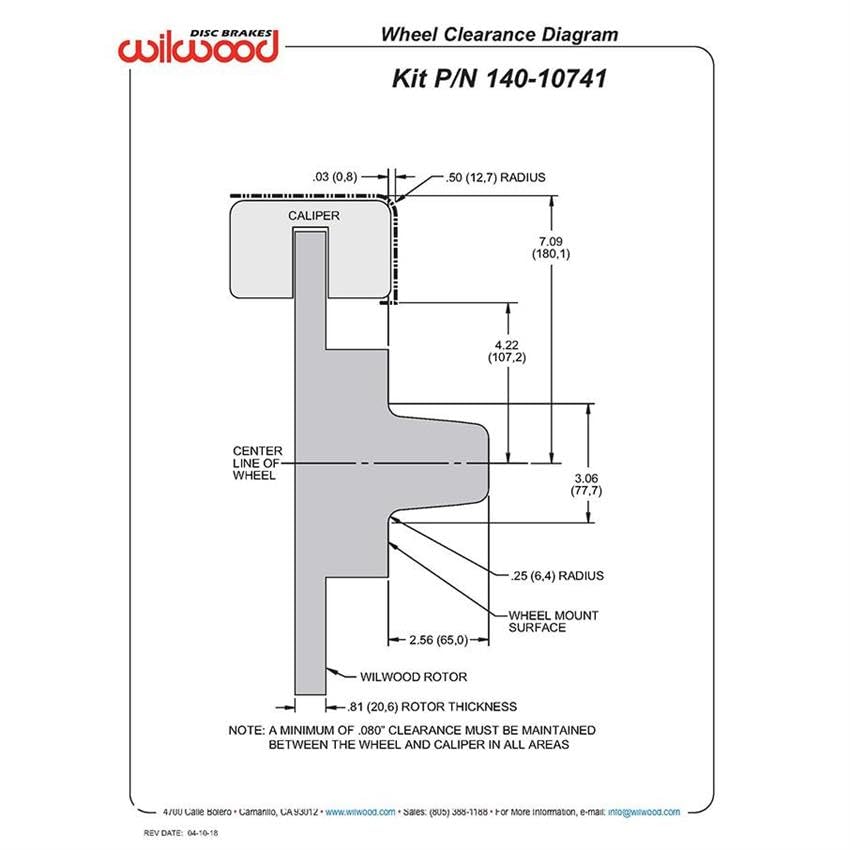 140-10741-DR WILWOOD DP6 Front Kit,12.19",Drilled,Red WWE ProSpindle