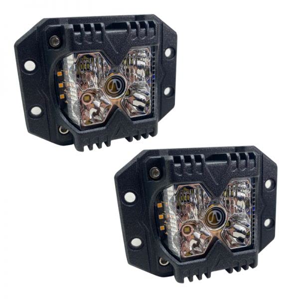 40-Watt Race Sport Lighting Auxiliary Light Fit LED Auxiliary Flush Mount Light with Amber Side Strobe RS02FMC