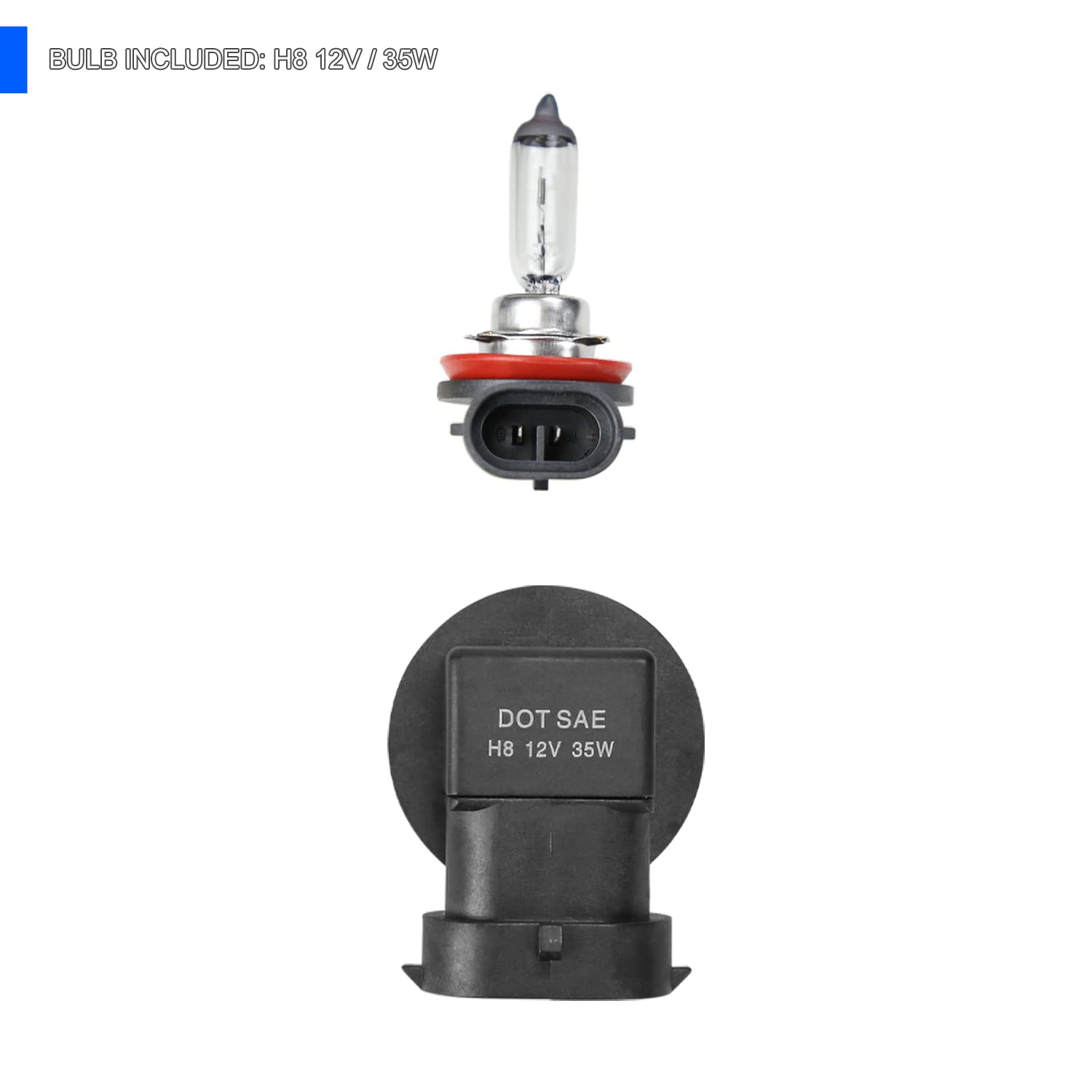 Fog Lights SPEC-D TUNING + H8 Bulbs + Switch Compatible with 2017-2018 Honda CR-V, L+R Pair Assembly