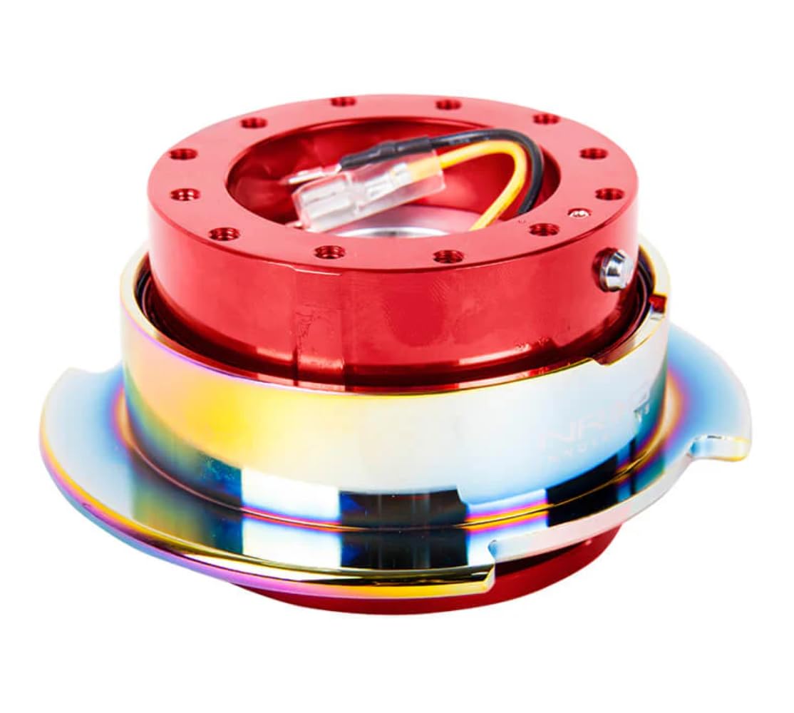 NRG Innovations Gen 2.5 NRG-SRK-250RD-MC Race Steering Wheel Quick Release Kit Adapter Red Body/Neo Chrome Ring, 6x70 and 6x74mm Bolt Patterns