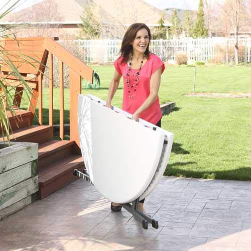60-Inch Round Lifetime Fold-in-Half, 2 Pack, Commercial, White Granite Table