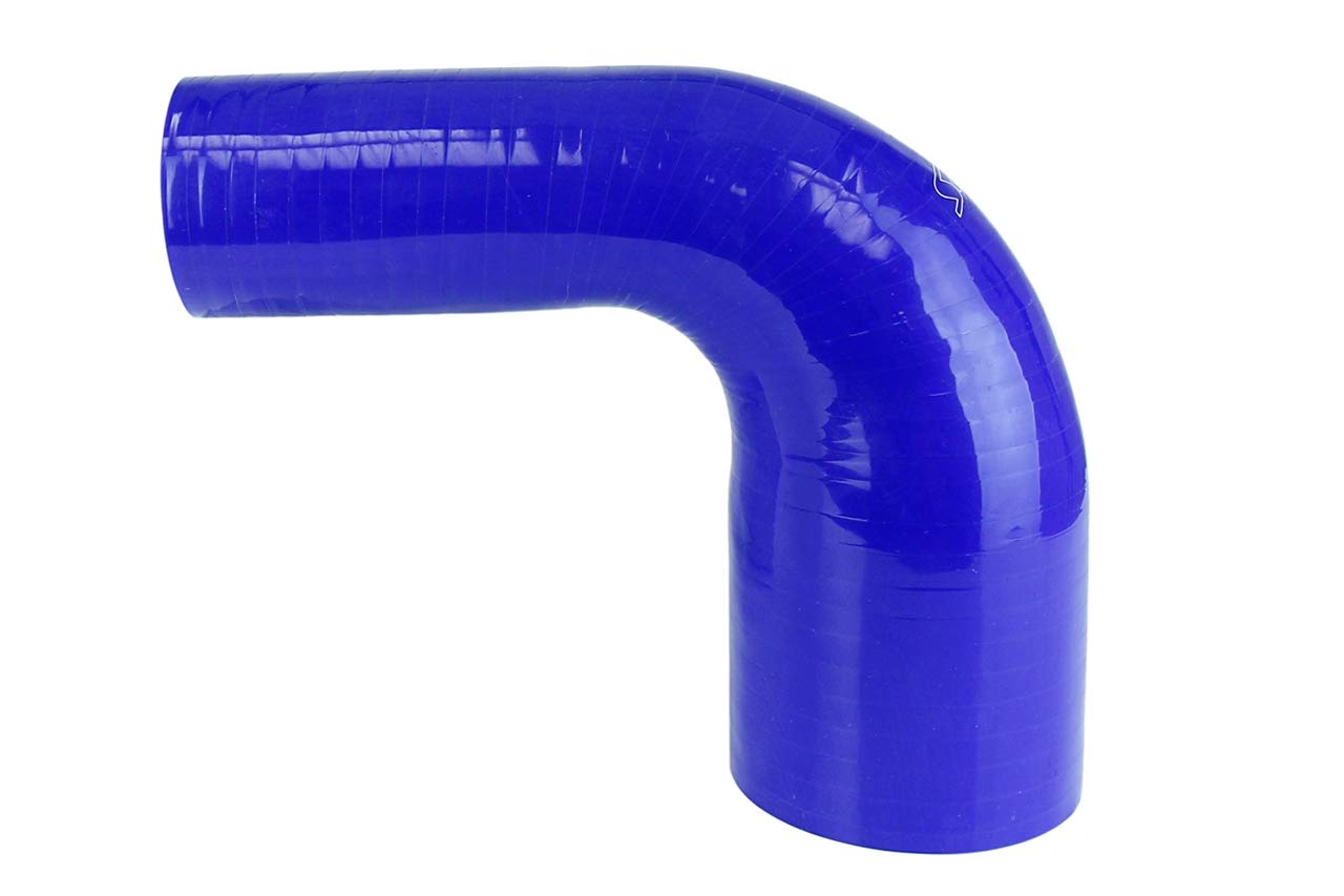 High Temp HPS HTSER90-325-400-BLUE 4-ply Reinforced Silicone 90 Degree Elbow Reducer Hose, 30 psi Maximum Pressure, 5" Leg Length on each side, 3-1/4" - 4" ID, Blue