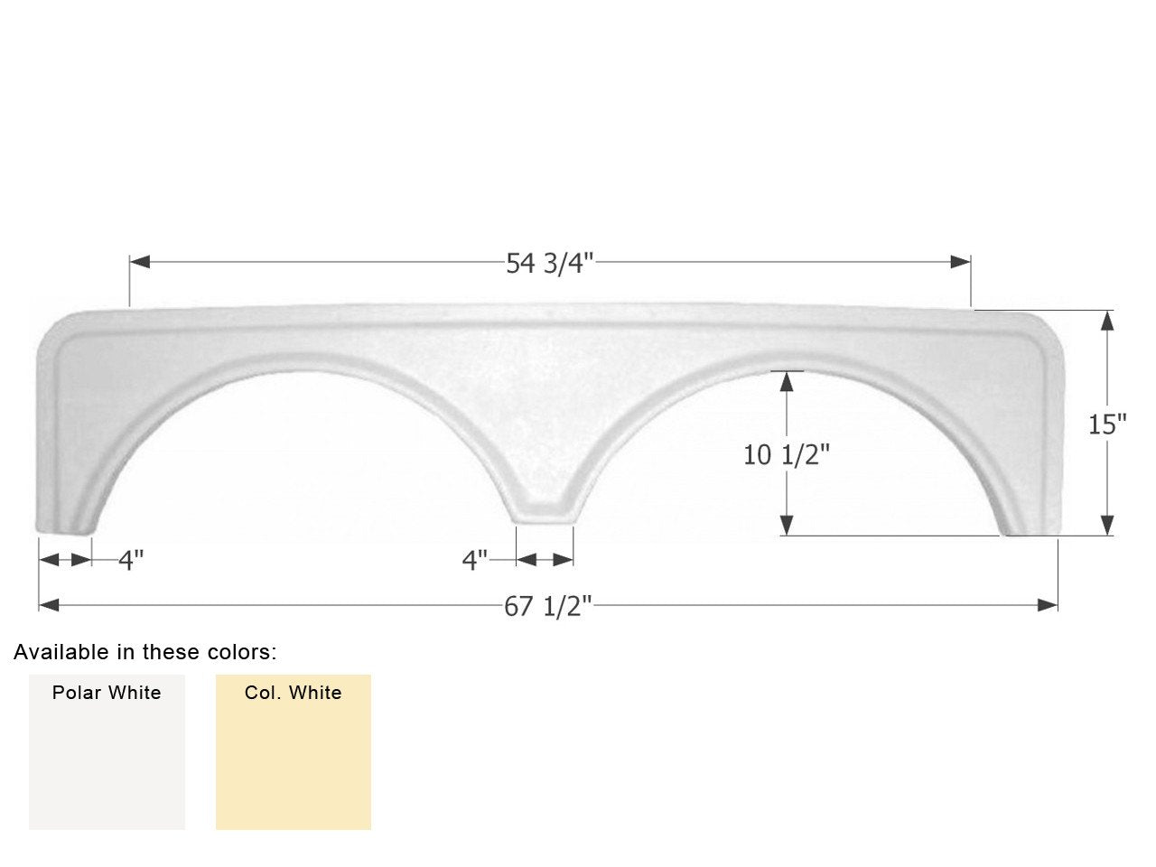 Colonial White Icon 00415 67.5" x 15" Tandem Fender Skirt