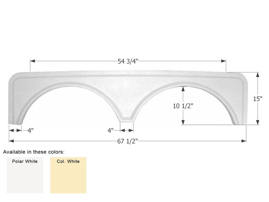 Colonial White Icon 00415 67.5" x 15" Tandem Fender Skirt