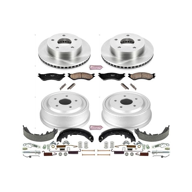 Power Stop KOE15165DK Front and Rear Replacement Brake Kit-OE Brake Drums & Ceramic Brake Pads For Dodge Ram 1500 2000-2001 [Model Specific]