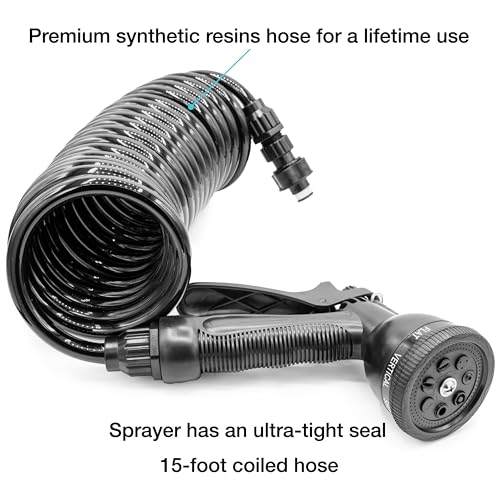 Dura Faucet DF-SA189-BK Quick Connect RV Exterior Detachable Sprayer, Hose, Port, and Spray Box Kit (Black)