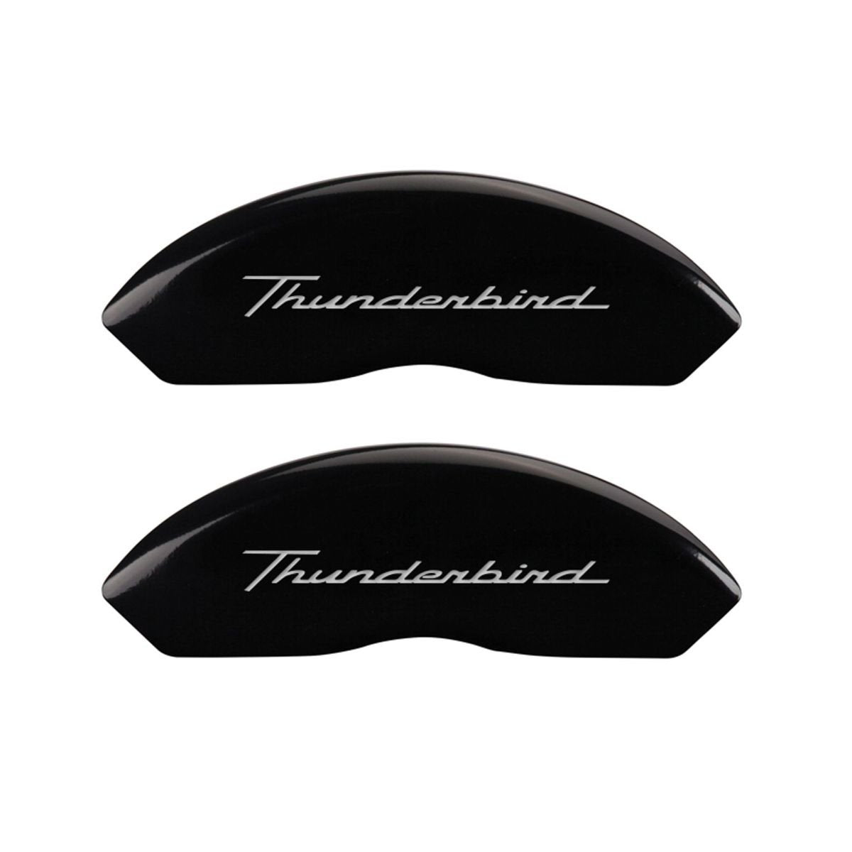 SET OF 4 CALIPER COVERS, THUNDERBIRD FRONT: - THUNDERBIRD EMBLEM, BLACK, SILVER CHARACTERS REAR: