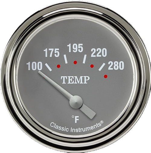 SG226SLF-08 Classic Instruments Silver Gray 2 5/8 in Water Temperature Gauge 1/2