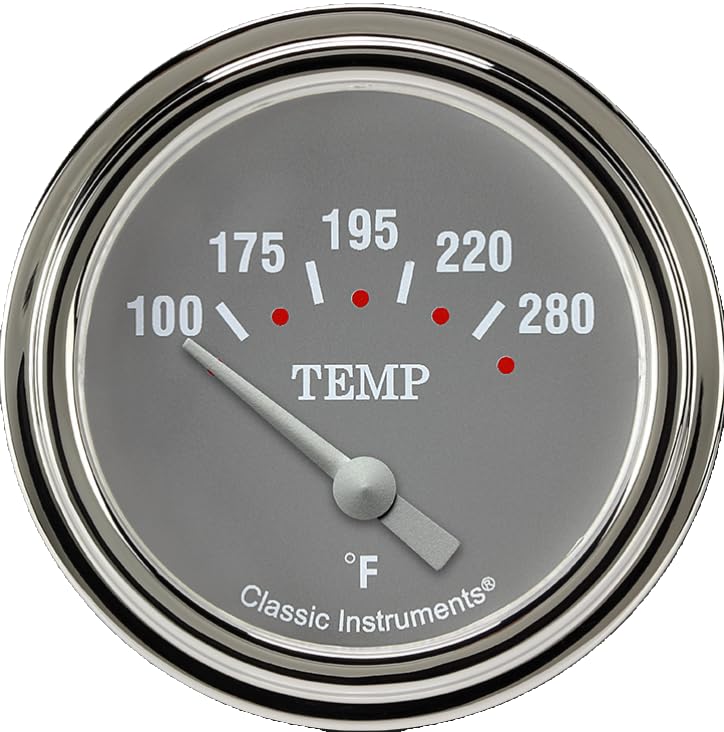 SG226SLF-04 Classic Instruments Silver Gray 2 5/8 in Water Temperature Gauge 1/4