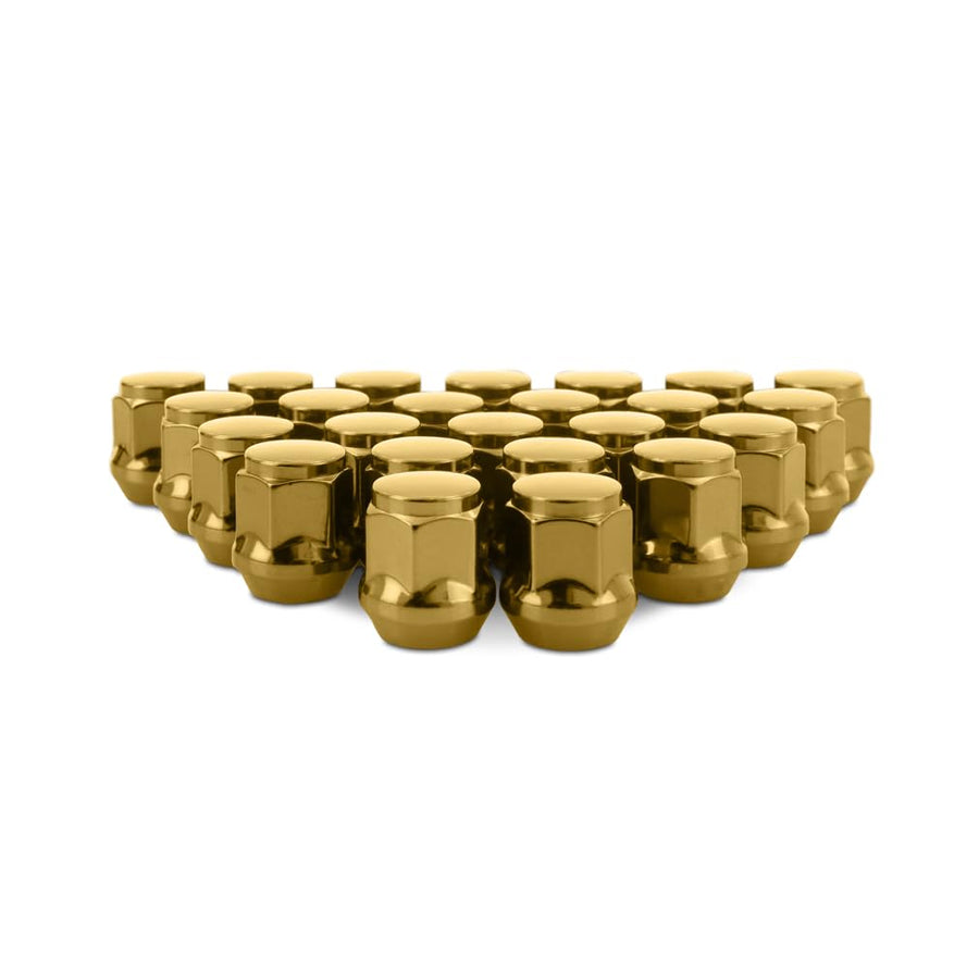 Mishimoto Lug Nuts Steel, M12x1.5, Acorn Seat, 24pc Set, Gold