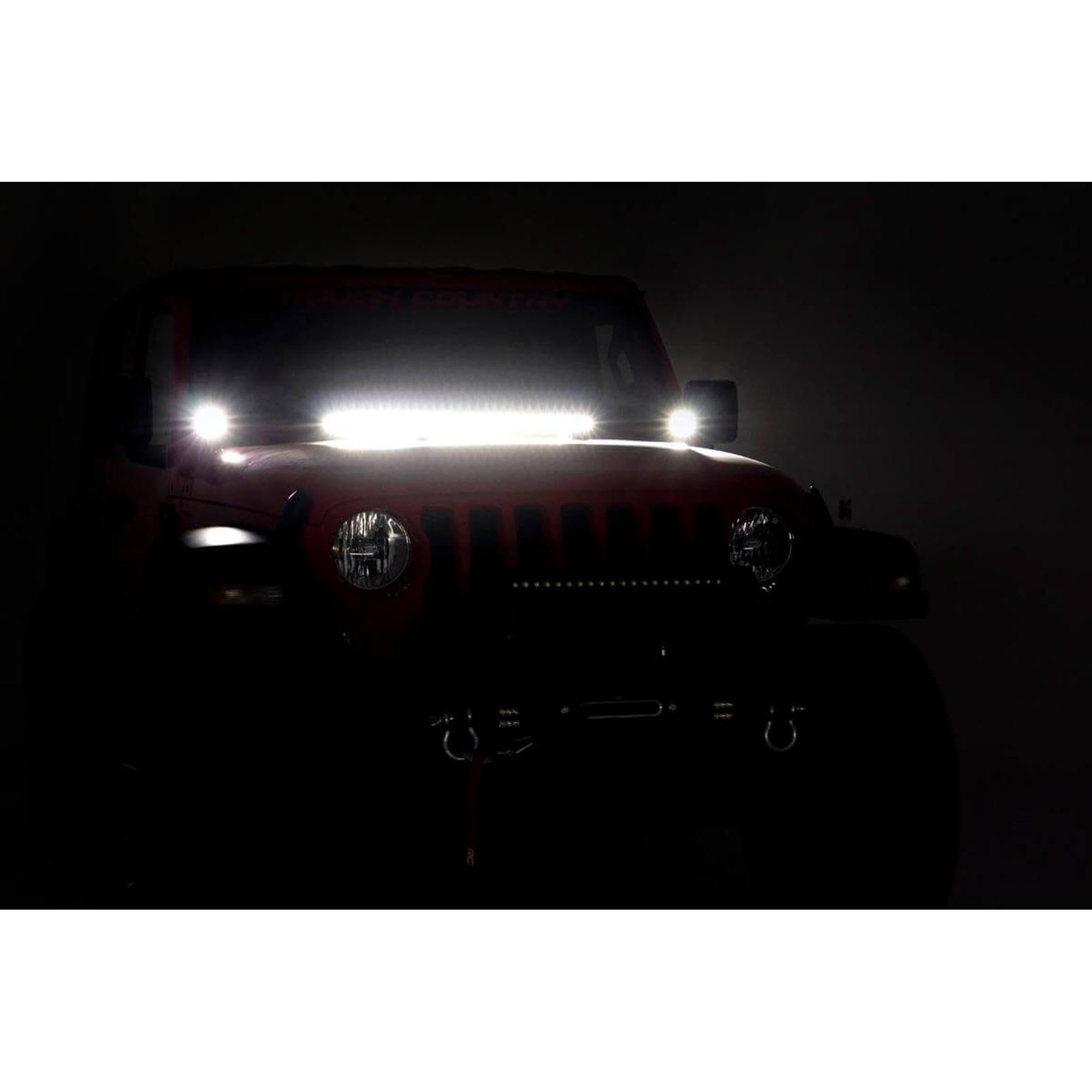 Rough Country 2" Dual LED Light Kit for Jeep Wrangler JL & Gladiator JT (2018-2025) - Lower Windshield Mount, 80W Spectrum Series, 9,600 Lumens, Wide Flood Beam
