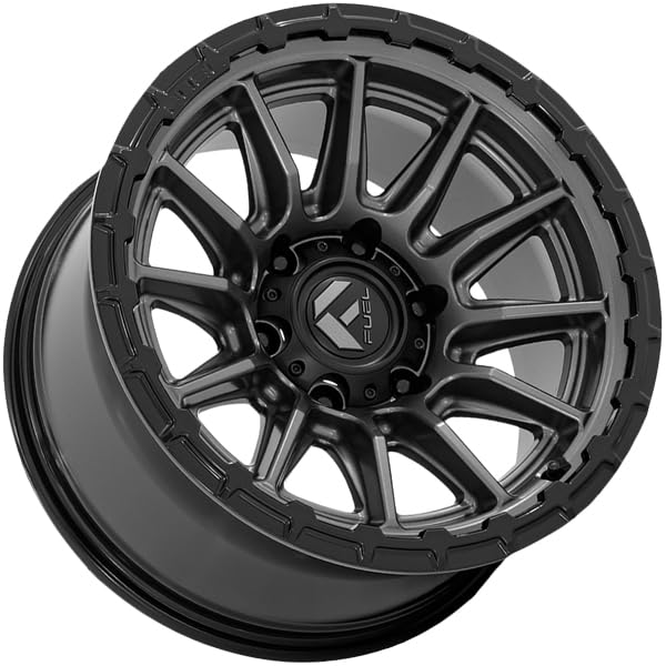 FC866 PISTON FUEL OFF-ROAD 22X10 5X5.0 4.79-18mm MATTE GUNMETAL W/GLOSS BLACK LIP - FC866AB22105018N