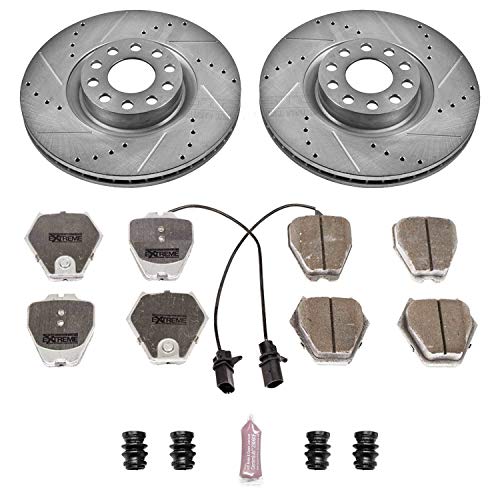 Power Stop K948-26 Z26 Carbon Fiber Brake Pads Front with Drilled & Slotted Brake Rotors Kit For Audi A6 Quattro 2000-2004, Audi S6 2002-2003 [Model Specific]