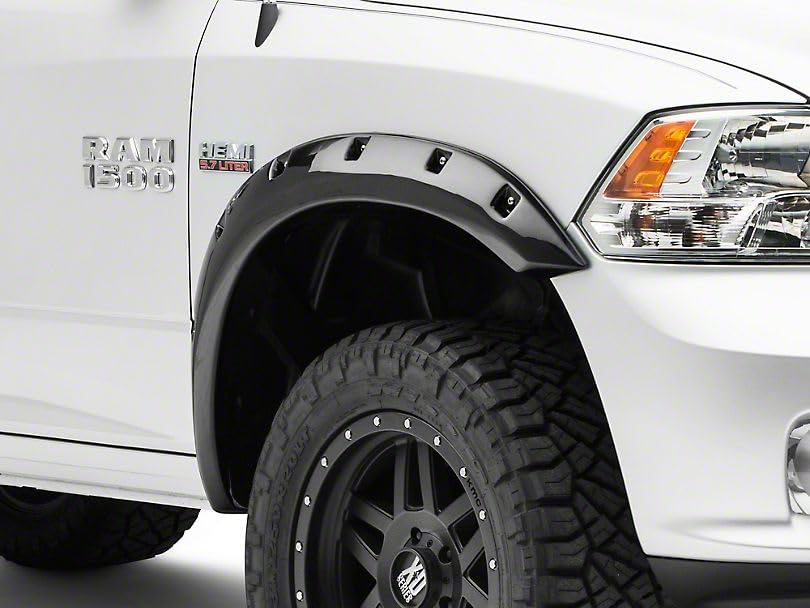 Fender Flares Black Horse Riveted Style Black Compatible with 2009-2010 Dodge Ram 1500|2011-2018 Ram 1500-FF-DORA-SM-PKT
