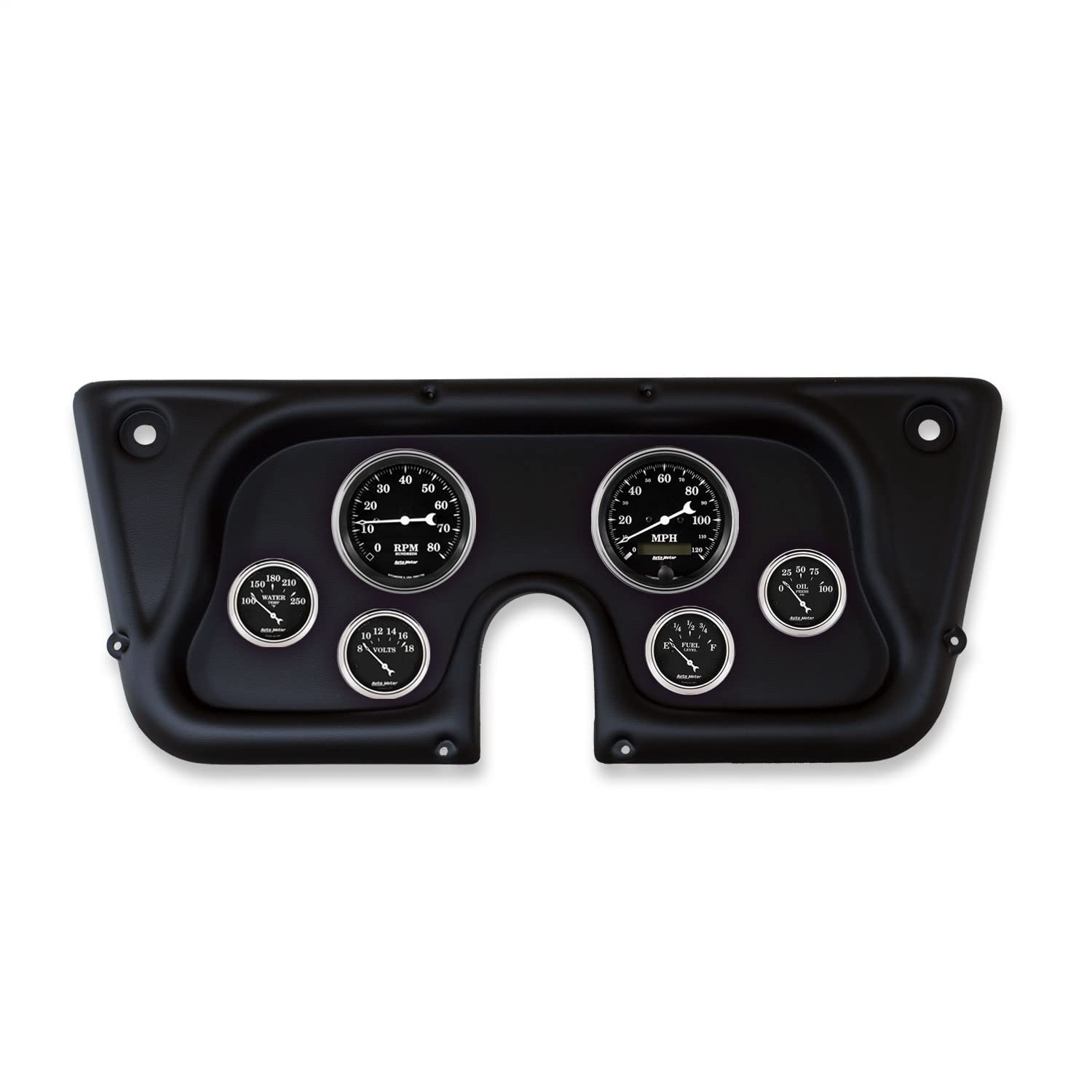 AUTO METER Direct Fit Dash Kit 2142-07, Chevy TRK C/K/K5/Subrbn 67-72, Tach/Mph/Fuel/Oilp/Wtmp/Volt, Old TYME Black