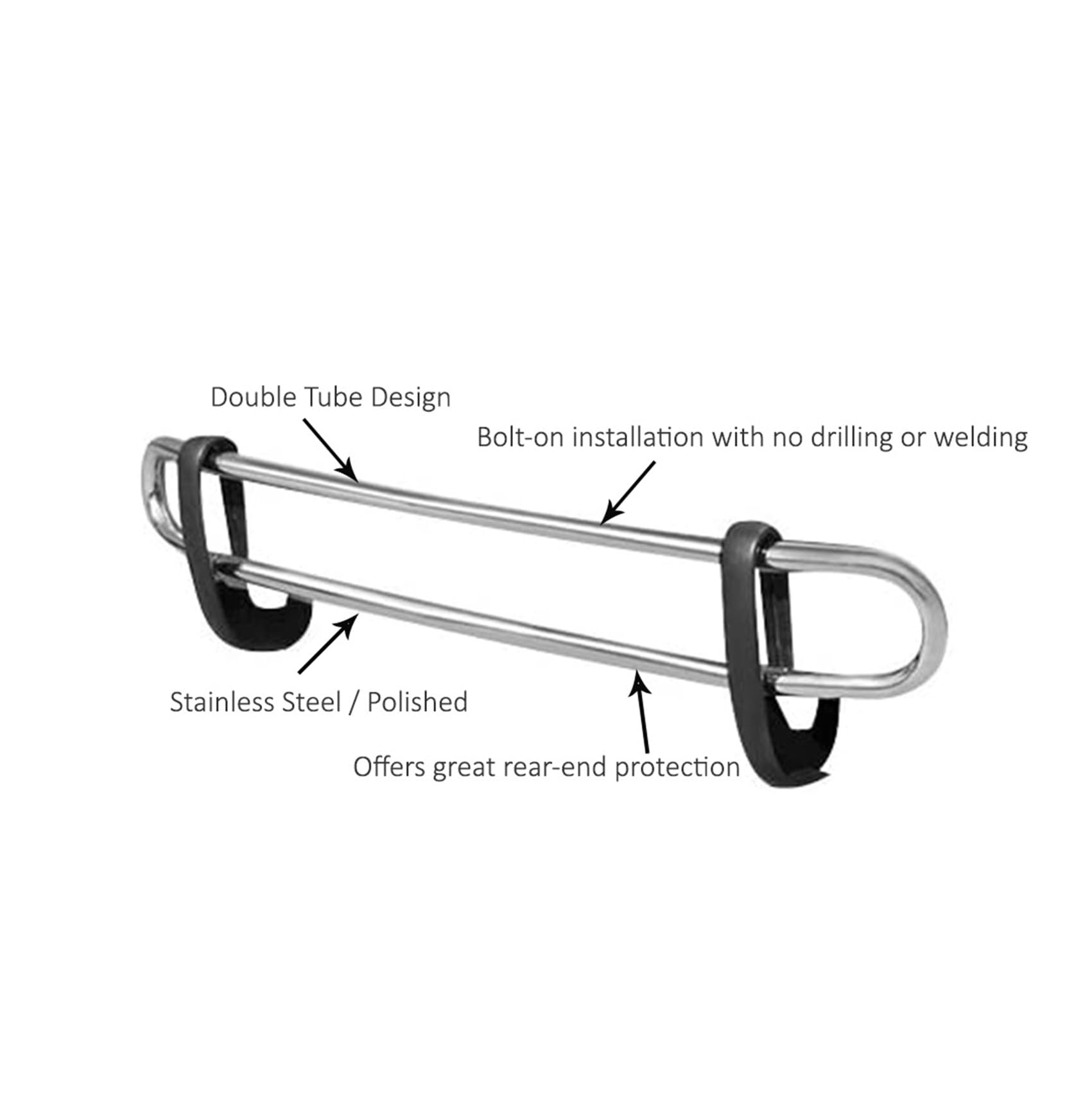Rear Bumper Guard Black Horse Double Tube Stainless Steel Compatible with 2005-2012 Nissan Pathfinder-8D110316SS