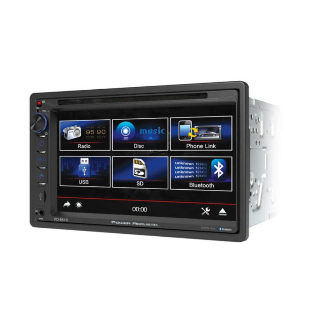 Power Acoustik PD‐651B Double-DIN 6.5" In-Dash LCD Touchscreen DVD Receiver (With Bluetooth)