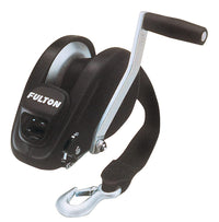 XLT Fulton 142315 Boat Trailer Winch with 20 Foot Winch Strap with Hook, 1,800 lbs. Capacity, Single-Speed Hand Crank Winch, Solid Drum Gear System
