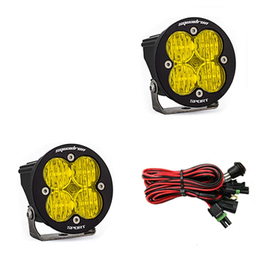 Baja Designs LED Light Pods Squadron-R Sport Black Pair for Jeeps, Off Road 4x4, Trucks, UTV - 2 PCS with Wiring Harness (Wide Cornering; Amber)