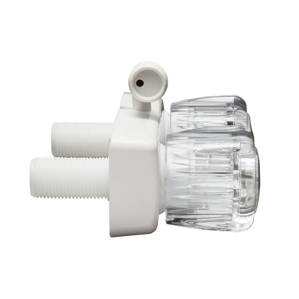 Dura Faucet RV Shower Faucet DF-SA100A1-WT Valve Diverter with 2-Knobs for Exterior Shower Boxes (White)